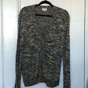 Club Monaco Marled Knit Cardigan - White/Navy (M)